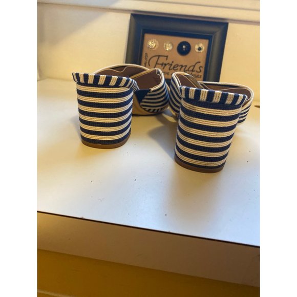 A New Day Tan & Blue Stripe Heels Sandal 10 - Picture 4 of 4